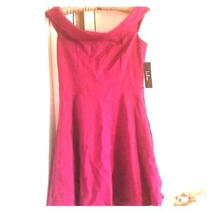 Lulu's Off-The-Shoulder Magenta Skater Dress
